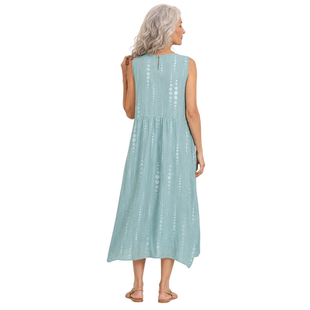 Winnie | Mint Textured Sleeveless Midi Dress