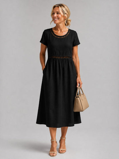 Angela | Dusty Rose Linen-Look Summer Dress