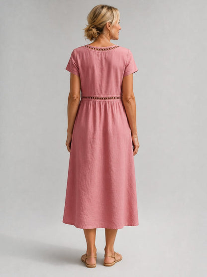 Angela | Dusty Rose Linen-Look Summer Dress