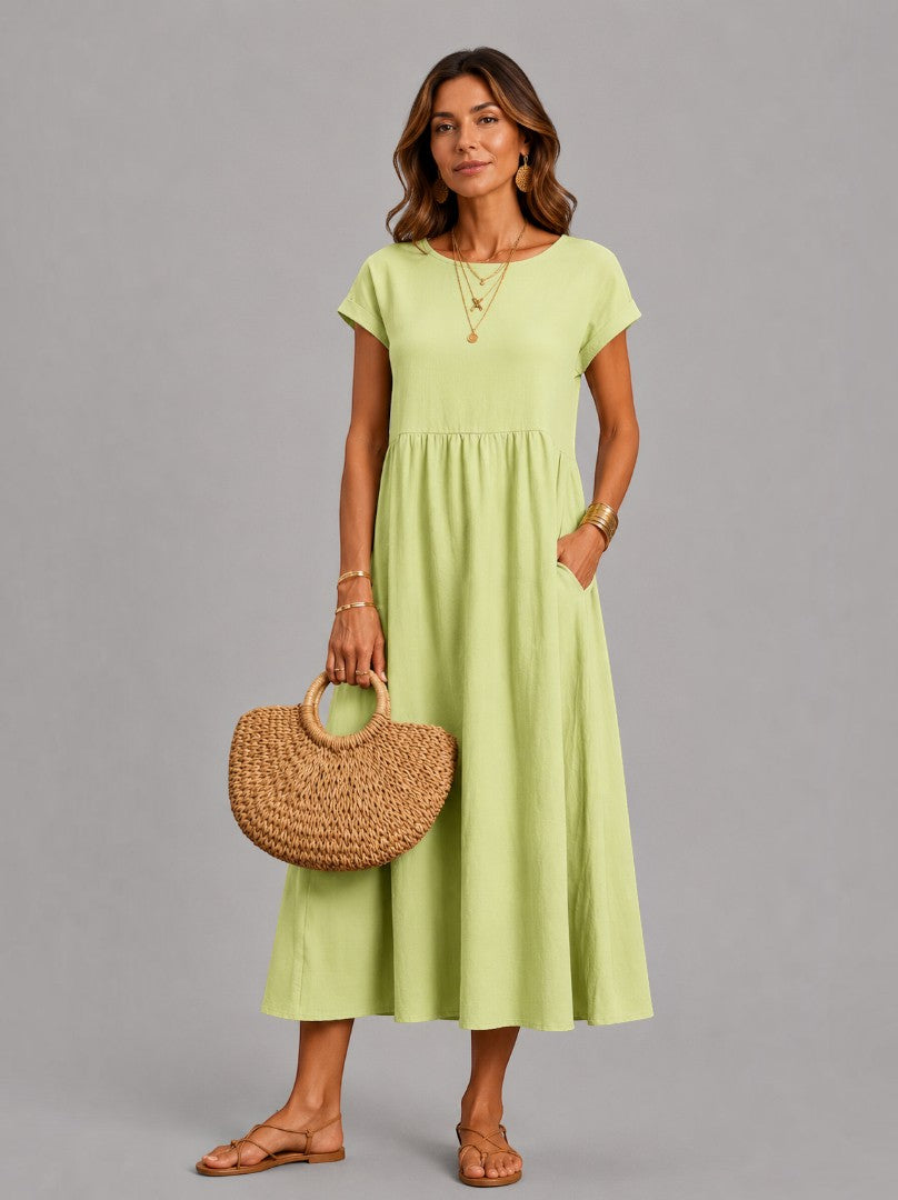 Helen | White Linen-Look Summer Dress