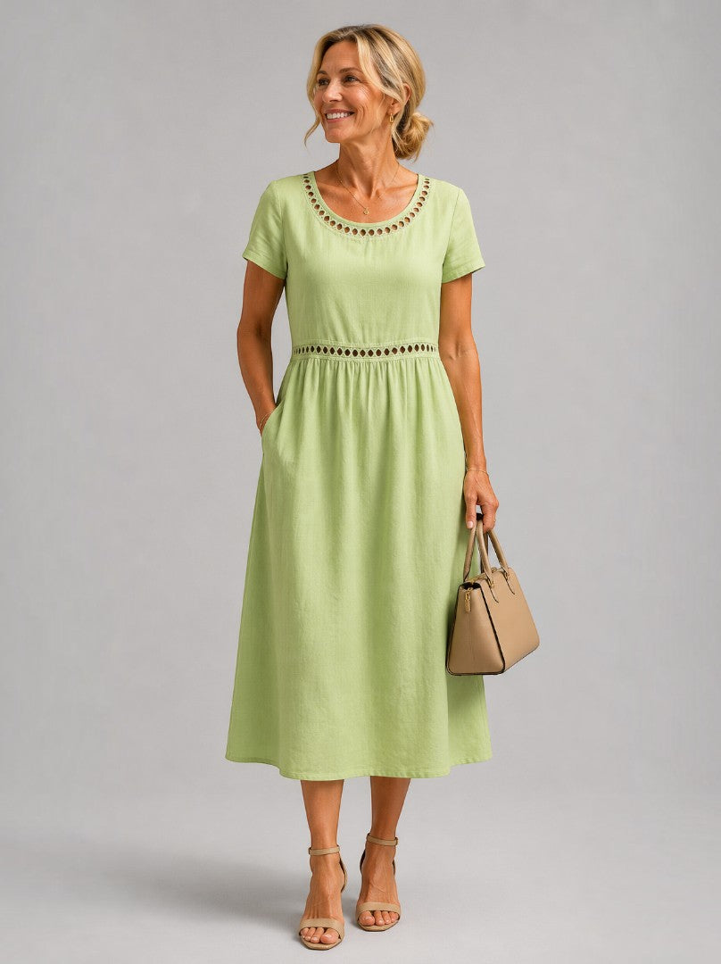 Angela | Dusty Rose Linen-Look Summer Dress