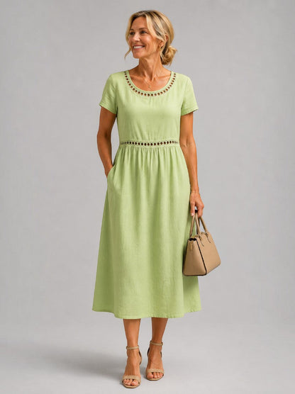 Angela | Dusty Rose Linen-Look Summer Dress