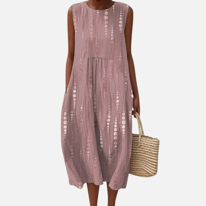 Marianne | Dusty Rose Dotted Sleeveless Midi Dress