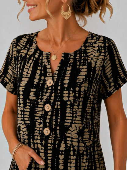 Fiona | Black Graphic Print Summer Dress