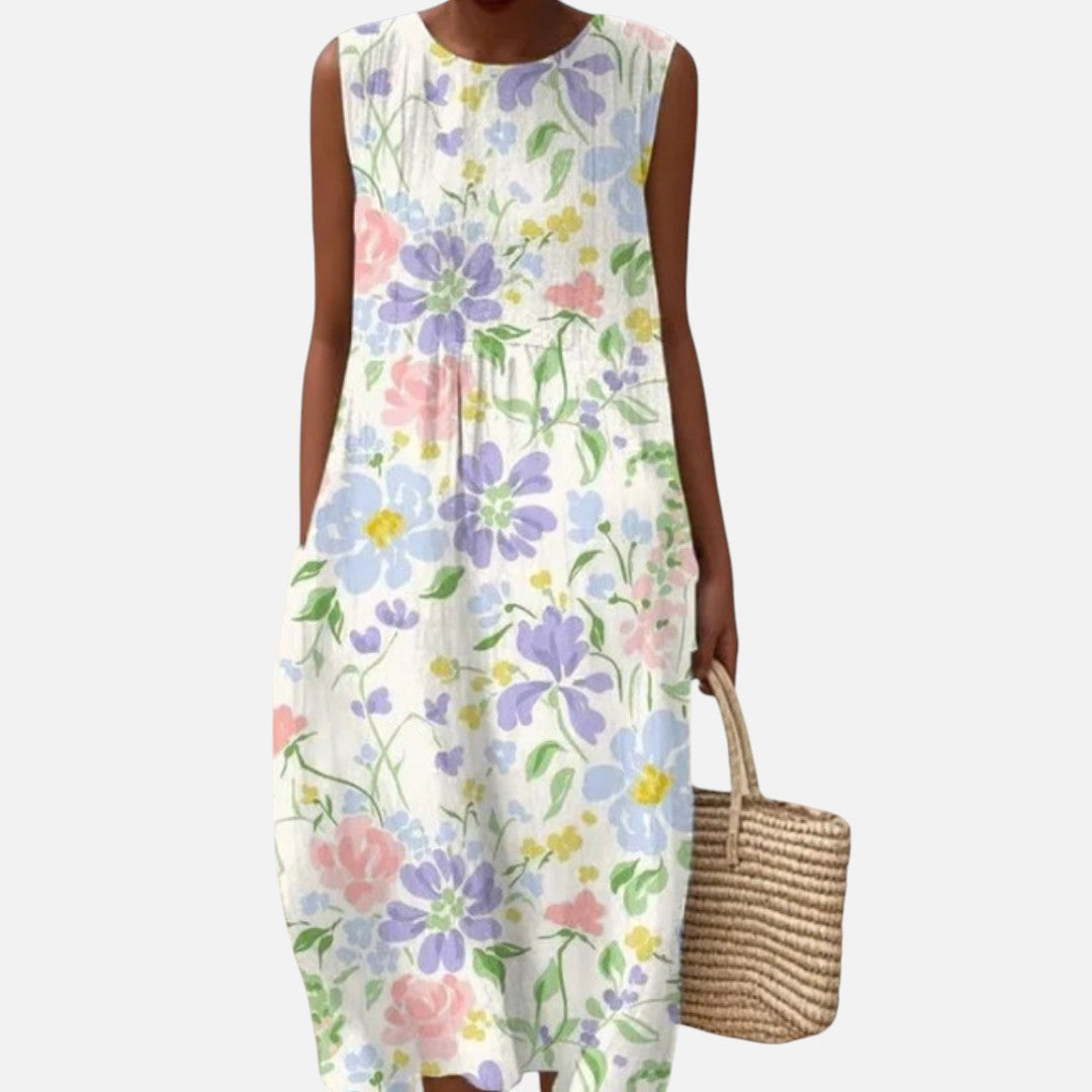 Sheila | Garden Floral Sleeveless Midi Dress