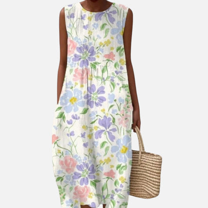 Sheila | Garden Floral Sleeveless Midi Dress