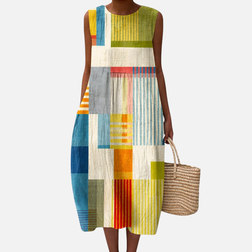 Edie | Colour Block Sleeveless Midi Dress