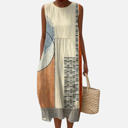 Kirsten | Graphic Patchwork Sleeveless Midi Dress