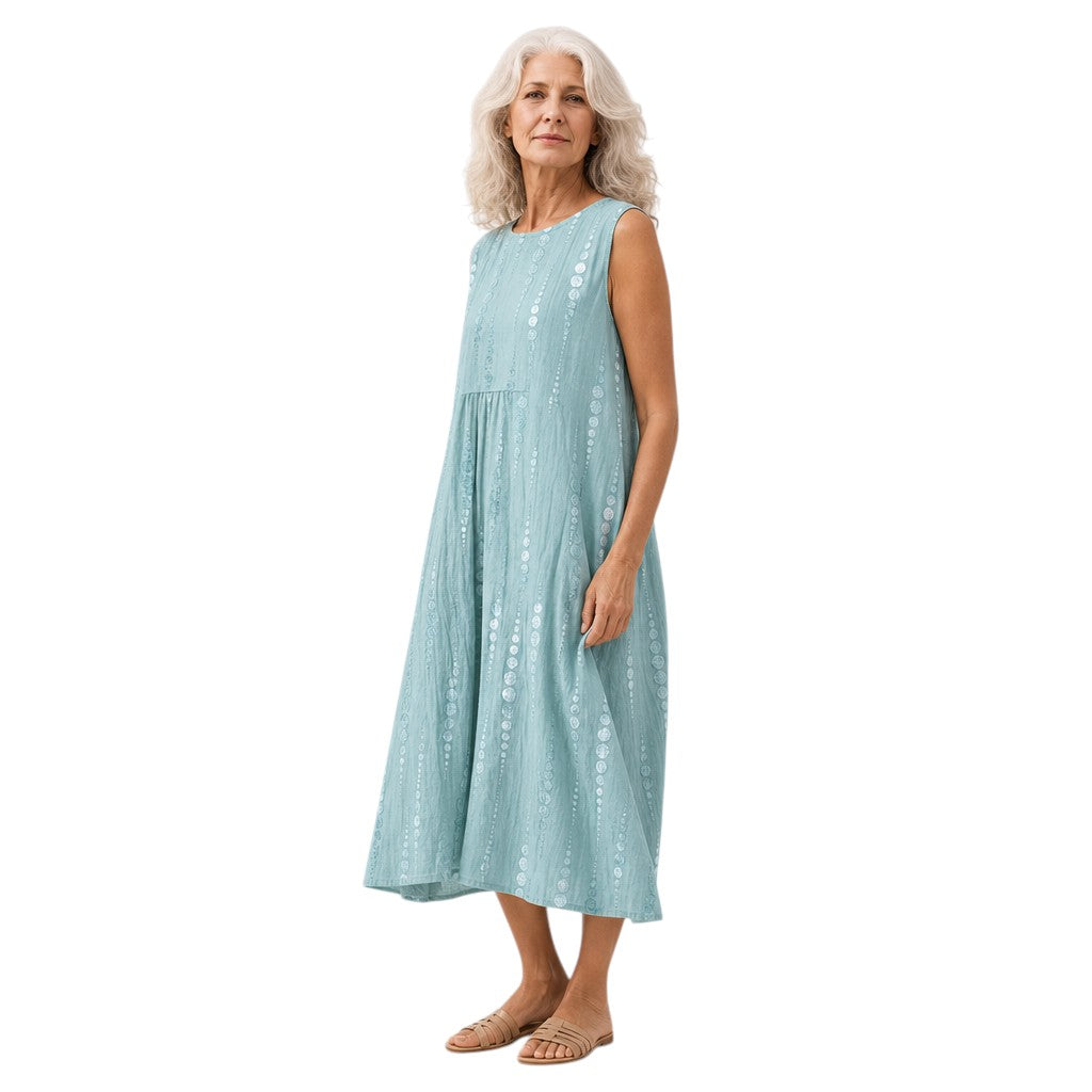 Winnie | Mint Textured Sleeveless Midi Dress