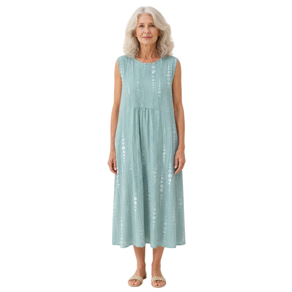 Winnie | Mint Textured Sleeveless Midi Dress