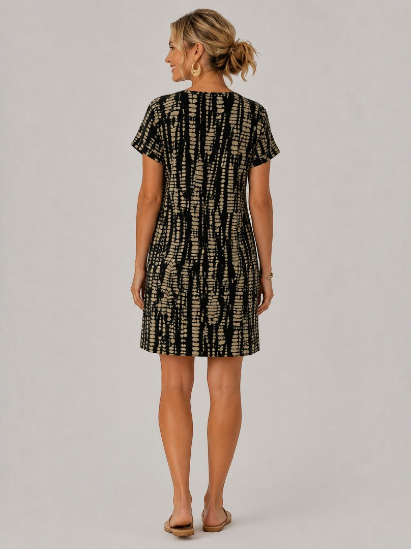 Fiona | Black Graphic Print Summer Dress