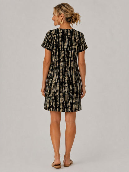 Fiona | Black Graphic Print Summer Dress