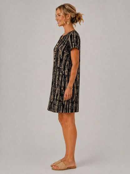 Fiona | Black Graphic Print Summer Dress