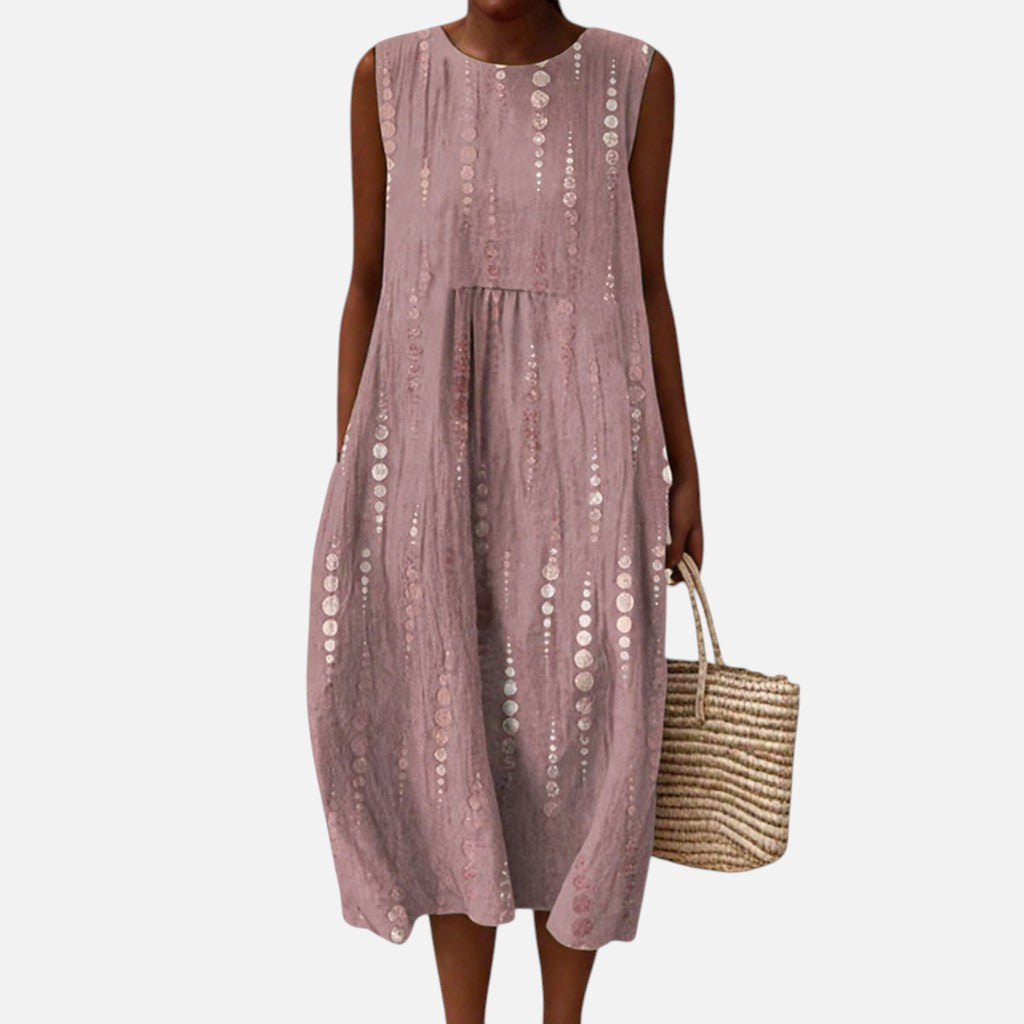 Beryl | Dusty Rose Textured Sleeveless Midi Dress