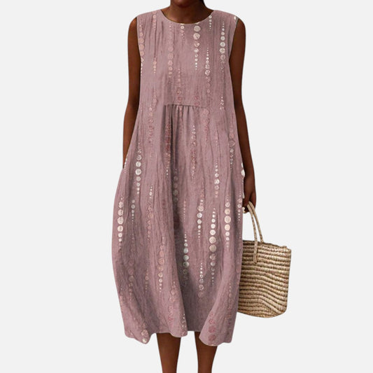 Beryl | Dusty Rose Textured Sleeveless Midi Dress