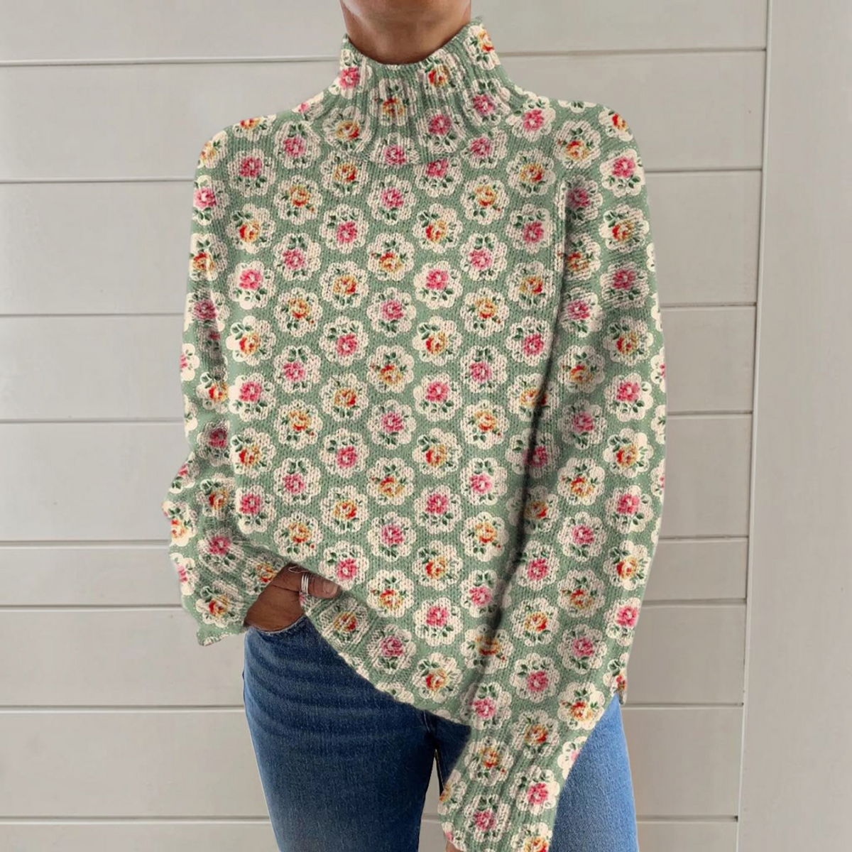Diane | Ditsy Floral Roll-Neck Jumper