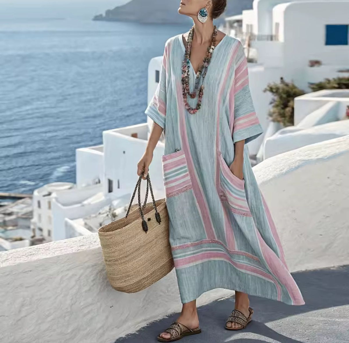 Olivia | Printed Linen Dress