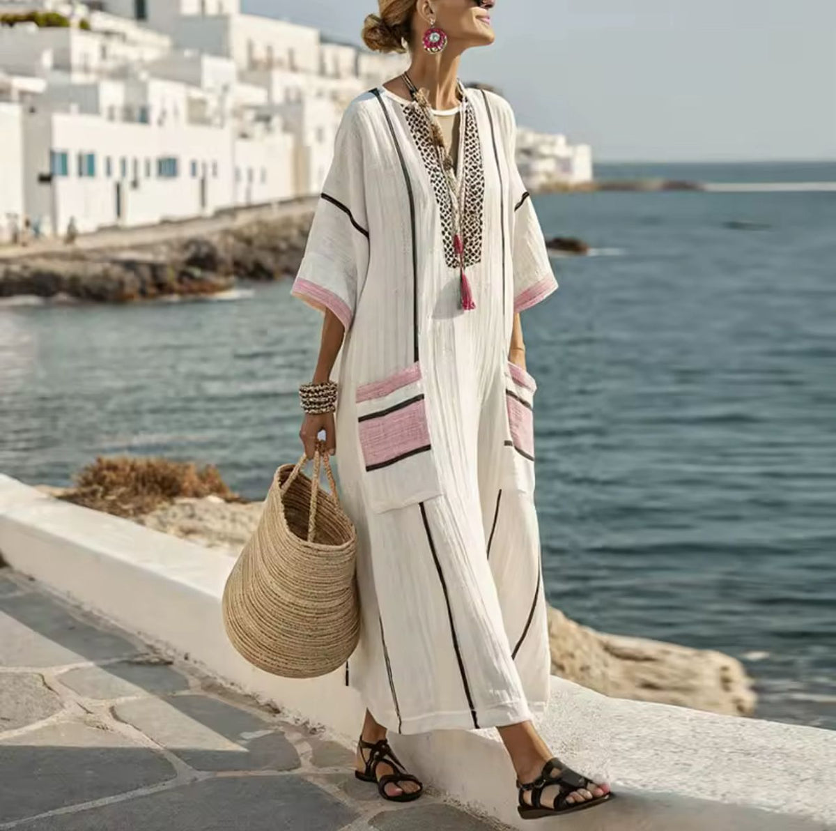 Olivia | Printed Linen Dress