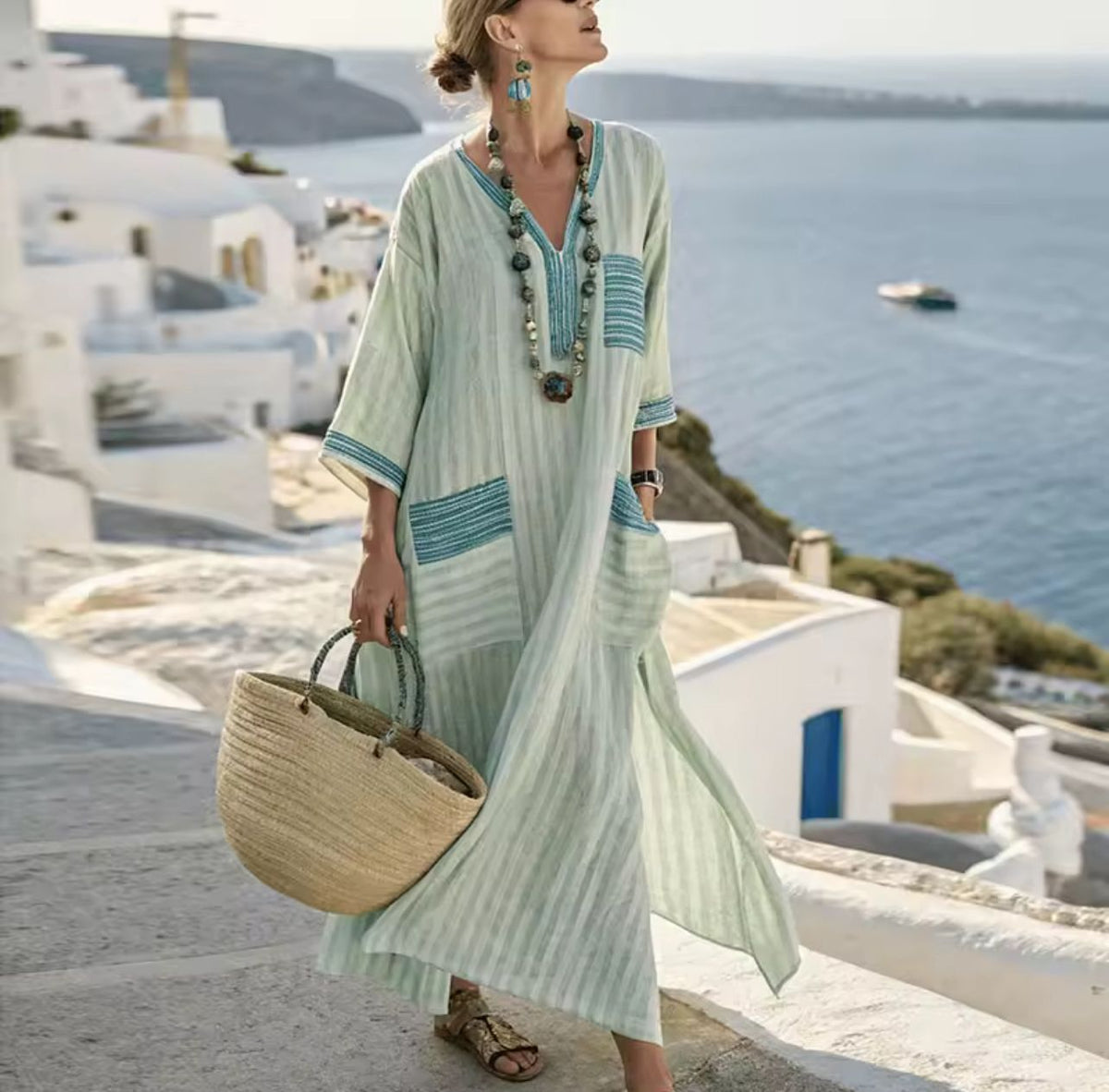 Olivia | Printed Linen Dress